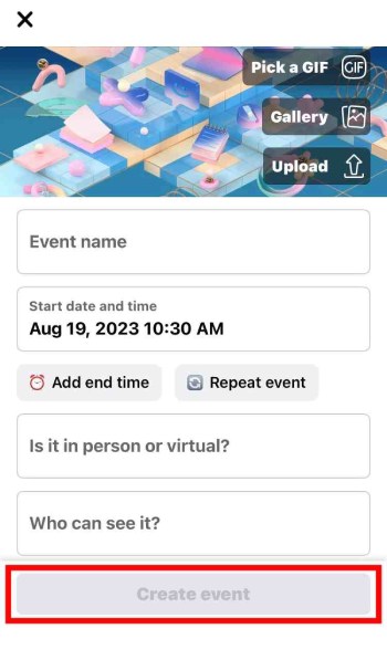 Cómo crear un evento en la aplicación de Facebook: Paso cuatro