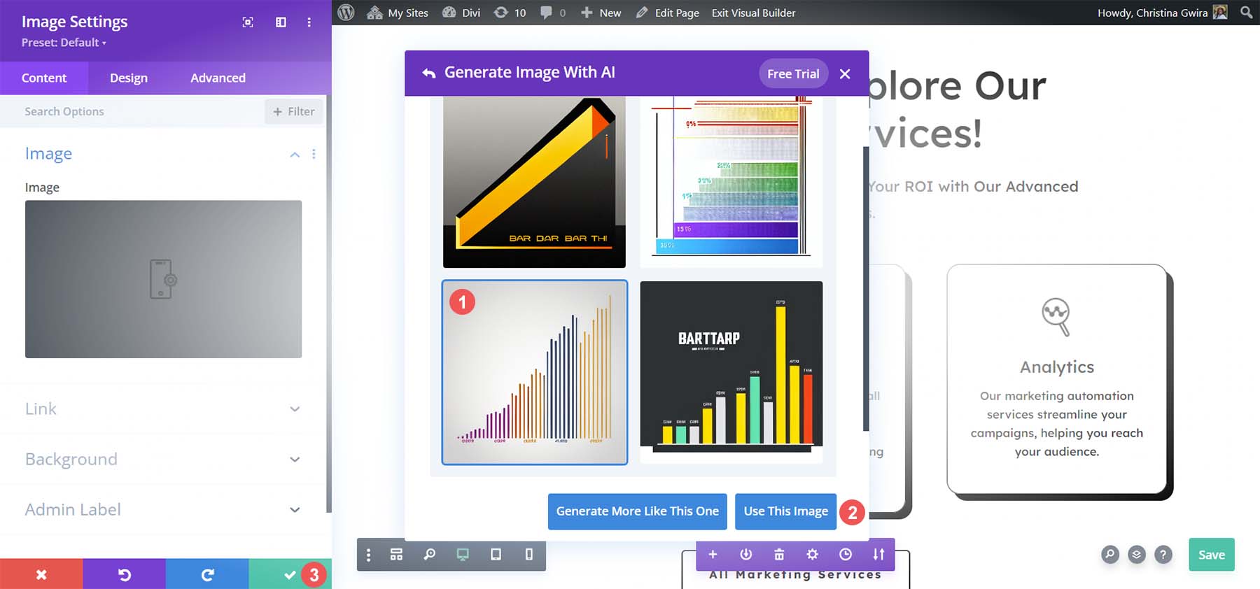 Utiliser l'image générée par Divi AI