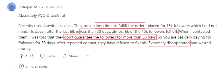 Reddit 用户对 UseViral 的看法