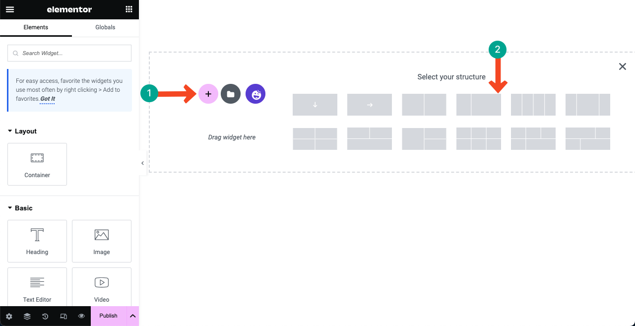 Select your section structure