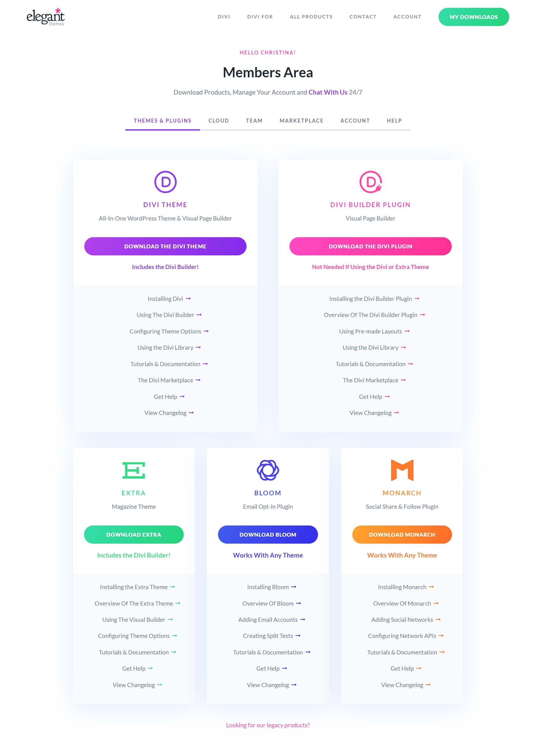 Elegant Themes-Mitgliederbereich