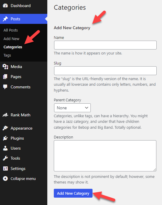 aggiungi nuova categoria