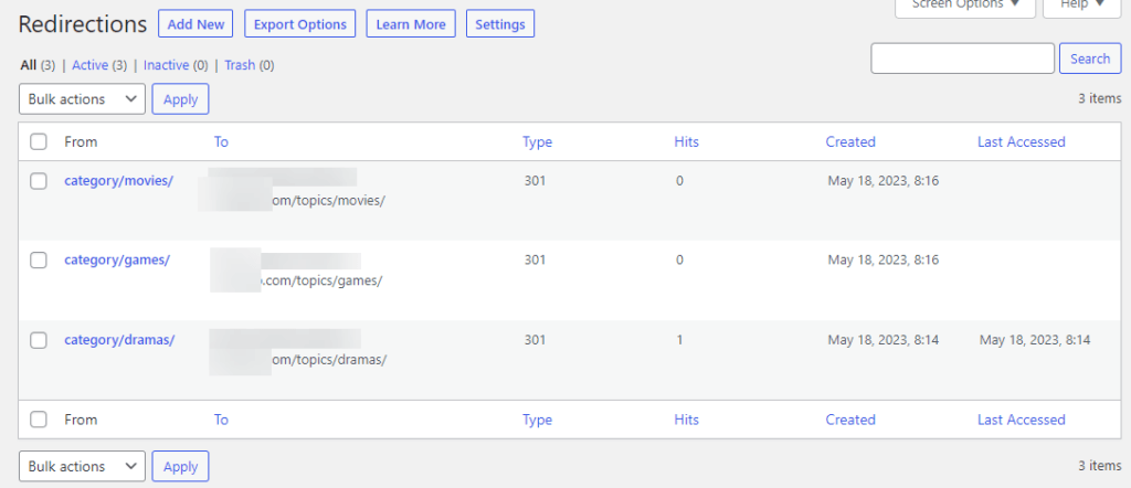 URL redirigées – Modifier le préfixe de base de la catégorie WordPress