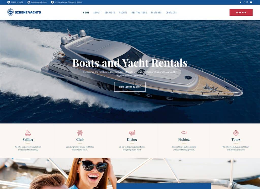 Sirène | Thème WordPress pour services de location de yachts et de location de bateaux