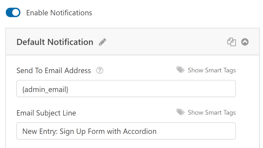 Enable form notifications