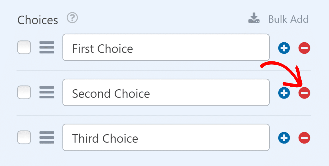 Remove checkbox choice