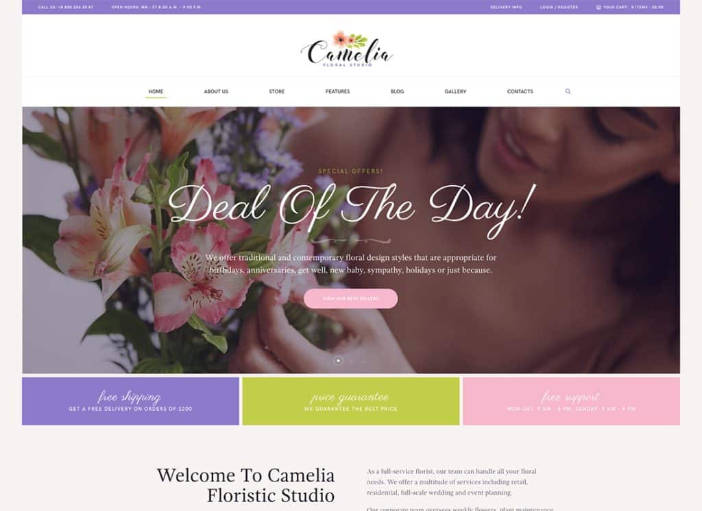 Camelia – Thème WordPress pour fleuriste Floral Studio