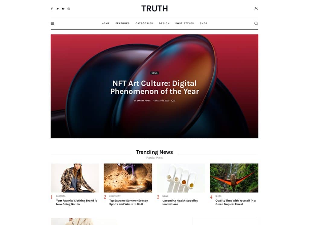 Truth - 全站編輯 (FSE) 博客 WordPress 主題