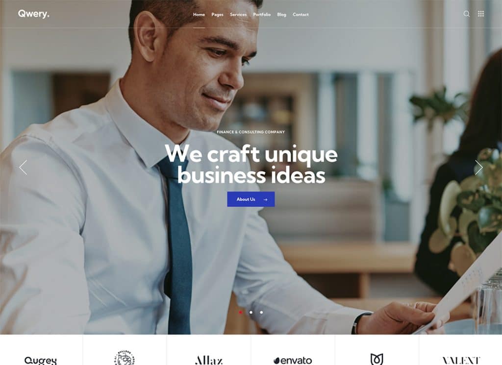 Qwery - Tema empresarial multifuncional para WordPress e WooCommerce