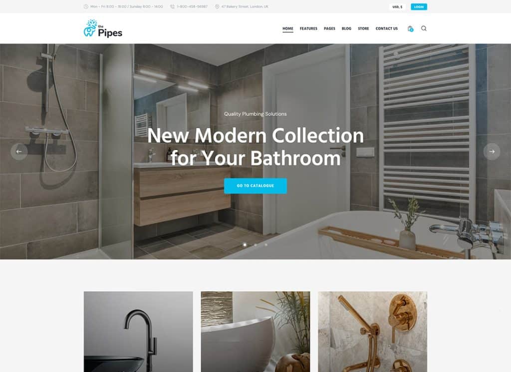 The Pipes - Thème WordPress pour magasin de services de plomberie et d'outils de construction