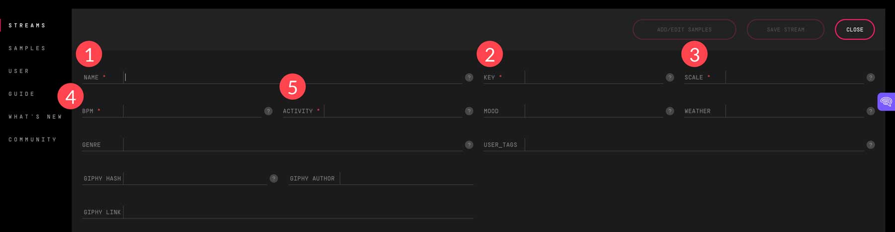 configurações de transmissão