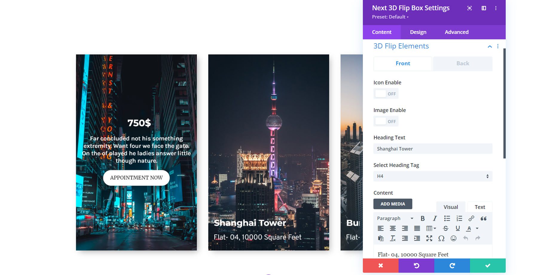 Divi Essential 3D 翻轉盒設置