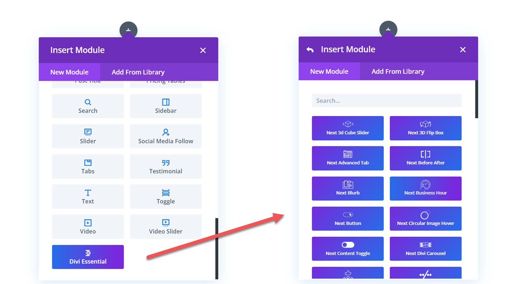 Module d'insertion Divi Essential