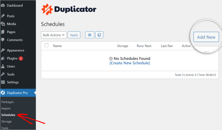 การสร้างสำเนาสำรองตามกำหนดเวลา - IsItWP - เครื่องมือตรวจจับธีม WordPress ฟรี duplicator scheduled backup creation
