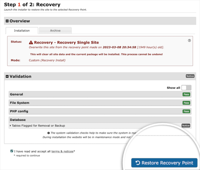 recovery-point-duplicator - IsItWP - เครื่องมือตรวจจับธีม WordPress ฟรี recovery point duplicator