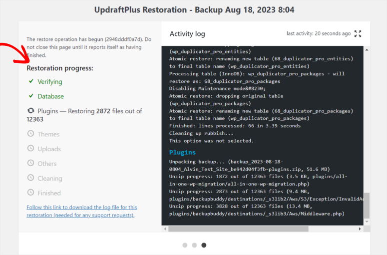 updraftplus-restoration-wizard - IsItWP - เครื่องมือตรวจจับธีม WordPress ฟรี updraftplus restoration wizard
