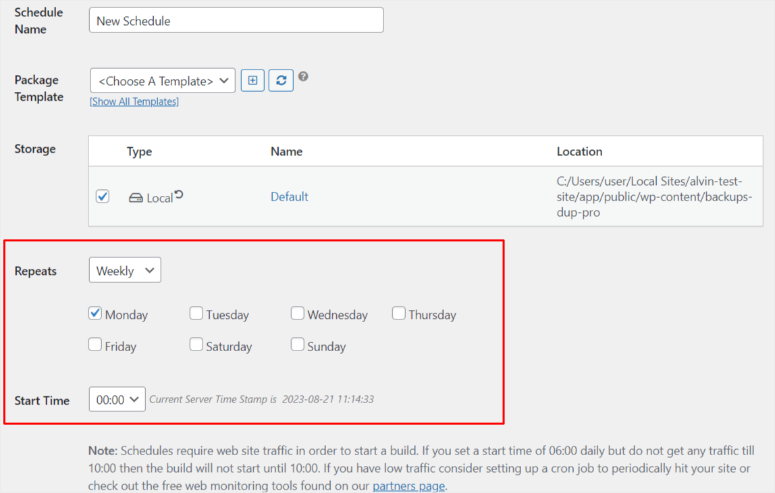 การสำรองข้อมูลตามกำหนดเวลา - IsItWP - เครื่องมือตรวจจับธีม WordPress ฟรี duplicator schedule backup