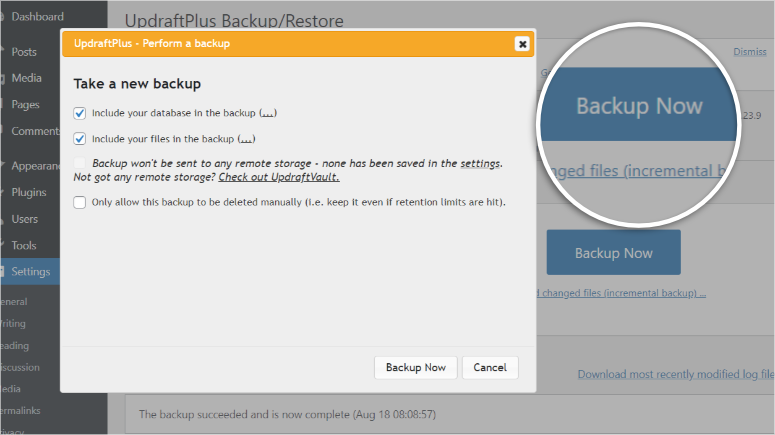 updraftplus-backup-process - IsItWP - เครื่องมือตรวจจับธีม WordPress ฟรี updraftplus backup process