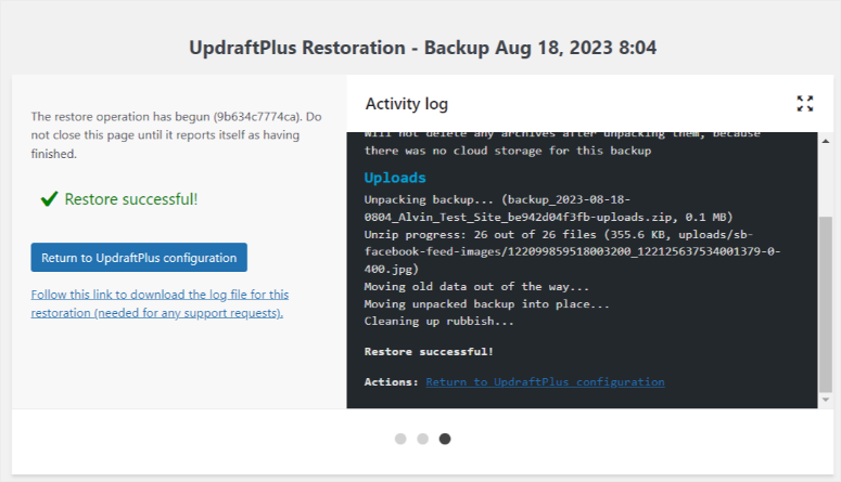 updraftplus-recovery-complete - IsItWP - เครื่องมือตรวจจับธีม WordPress ฟรี updraftplus recovery complete
