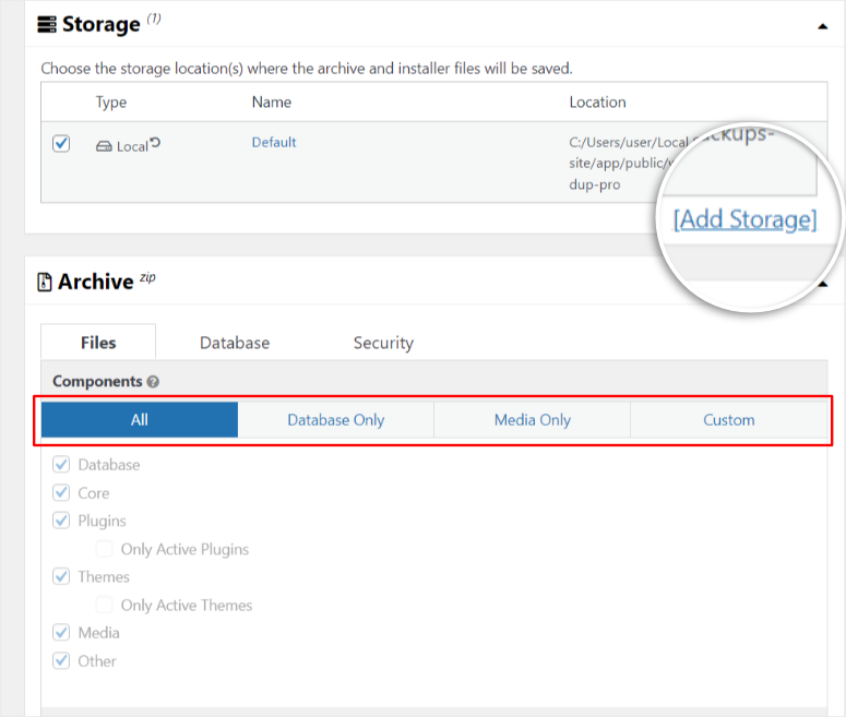 สำเนาสำรองตั้งค่า - IsItWP - เครื่องมือตรวจจับธีม WordPress ฟรี duplicator backup setup
