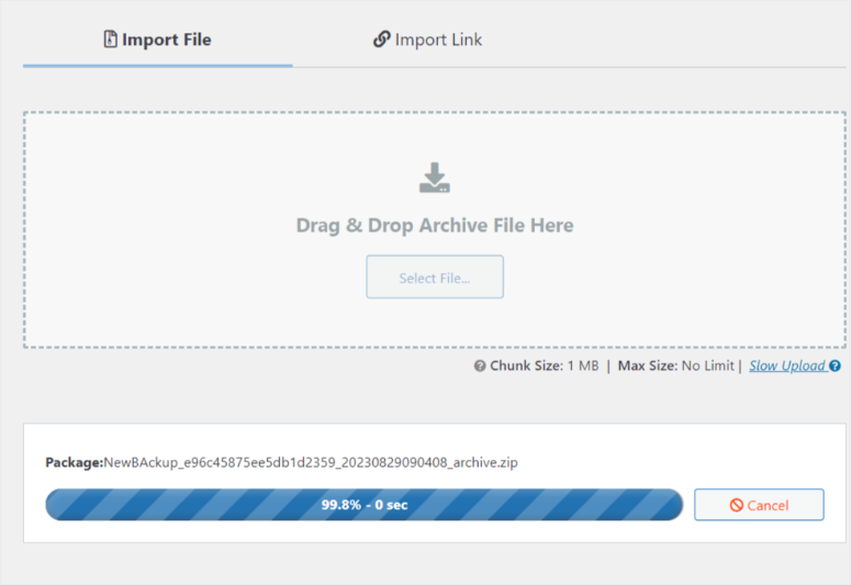 กระบวนการนำเข้าสำเนา - IsItWP - เครื่องมือตรวจจับธีม WordPress ฟรี duplicator import process