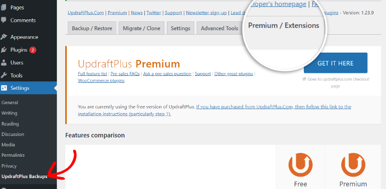 updraftplus-activation - IsItWP - เครื่องมือตรวจจับธีม WordPress ฟรี updraftplus activation