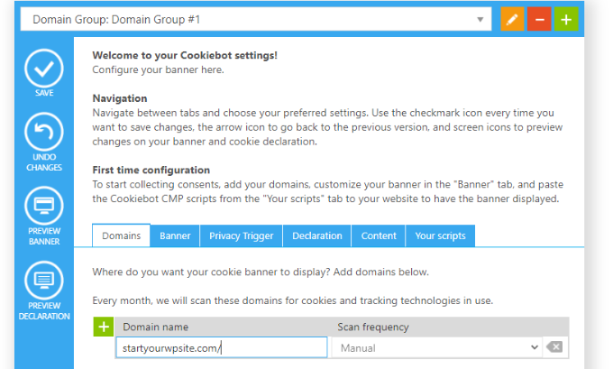 Add domain name to Cookiebot