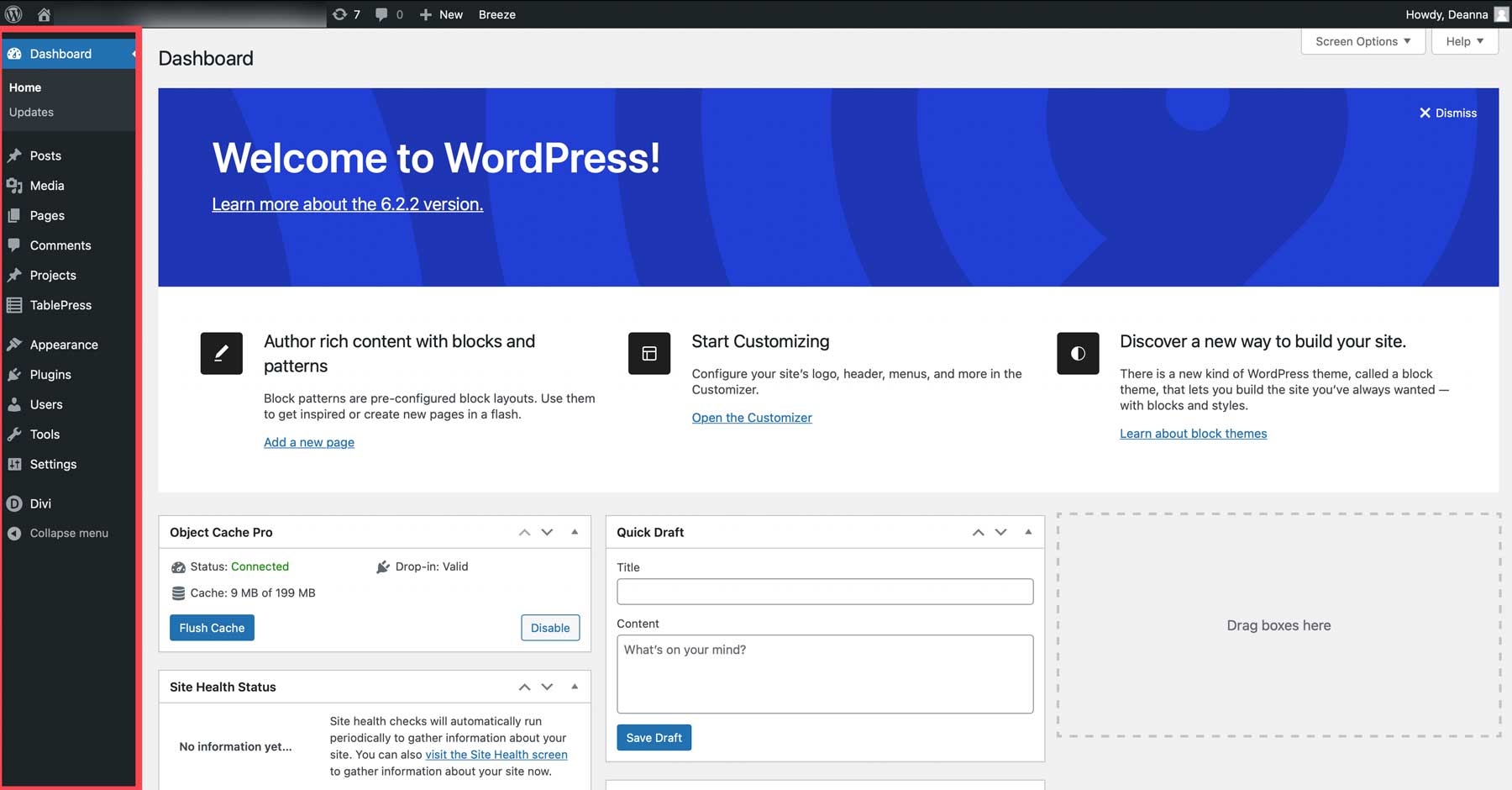 WordPress 대시보드