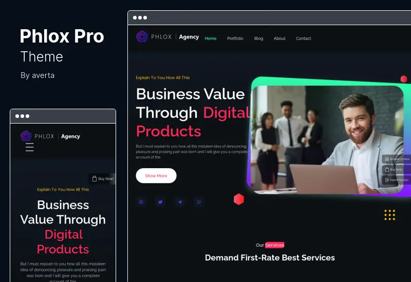 Tema Phlox Pro - Tema WordPress multifuncional Elementor