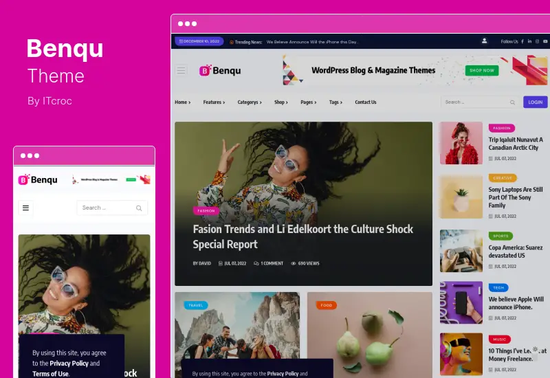 Benqu 主题 - 新闻杂志 WordPress 主题