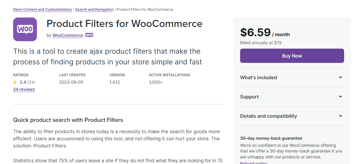 filtres de produits pour woocommerce