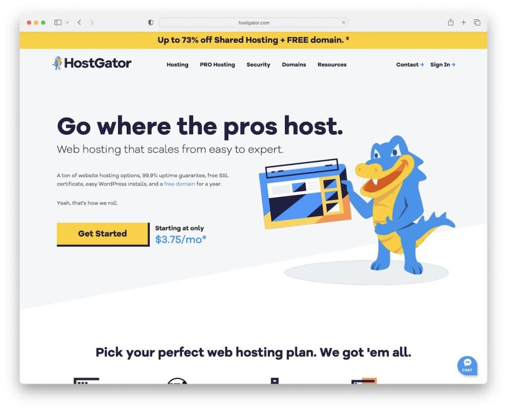 خطط استضافة الويب HostGator الشهرية