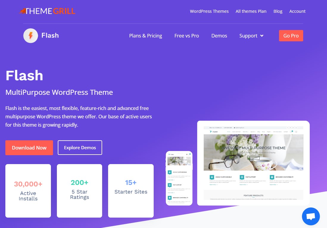 Flash – Thème WordPress polyvalent gratuit