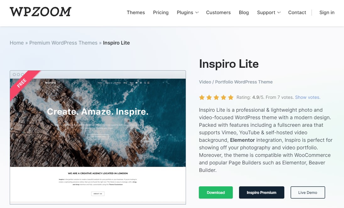 Inspiro – Thème vidéo et photographie pour WordPress