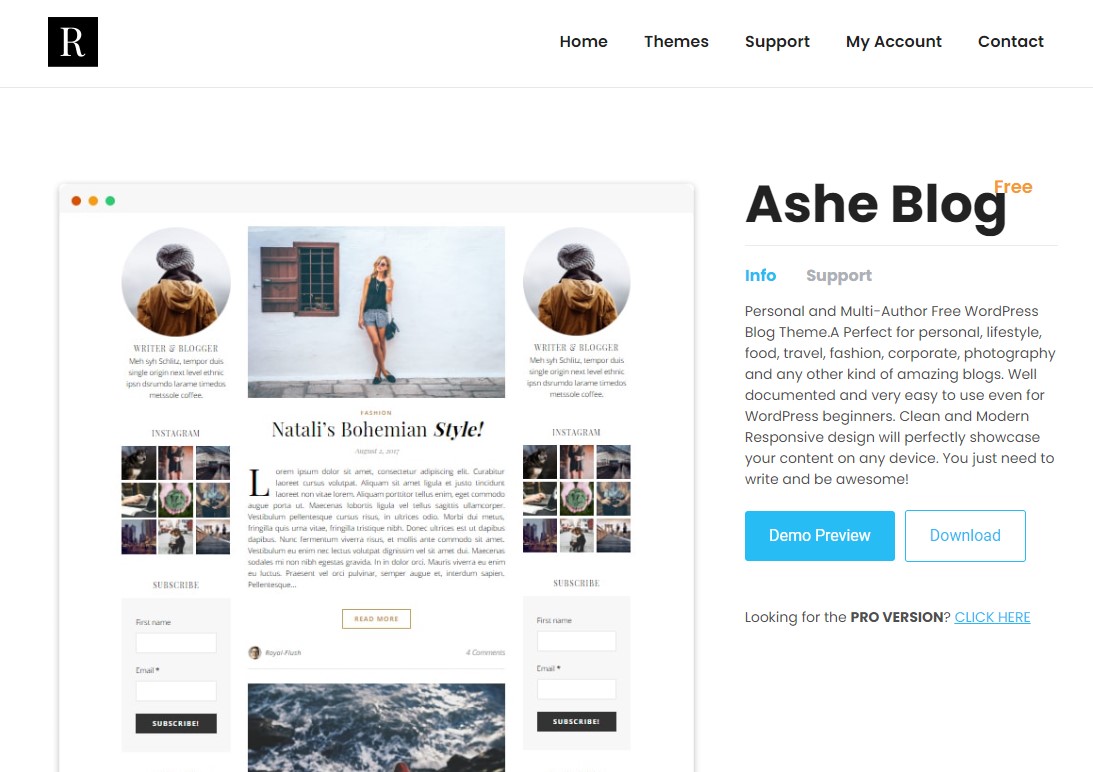 Ashe – Thème de blog WordPress