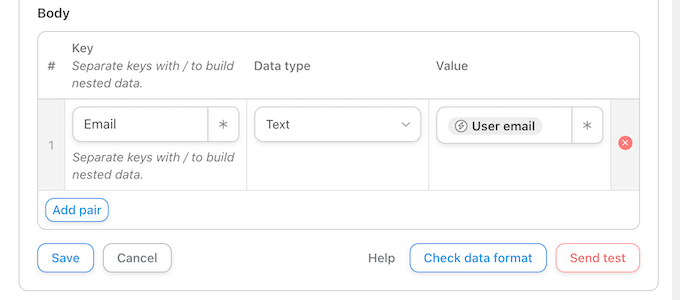 Adding additional key/value pairs to an Uncanny Automator workflow