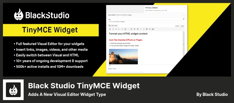 Black Studio TinyMCE Widget Plugin - يضيف نوع أداة محرر مرئي جديد