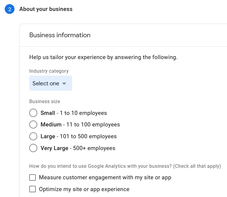 أضف معلومات العمل إلى حساب Google Analytics