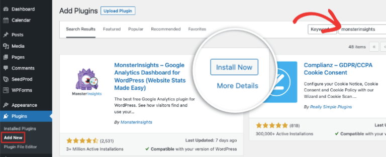 Instalar MonsterInsights en WordPress