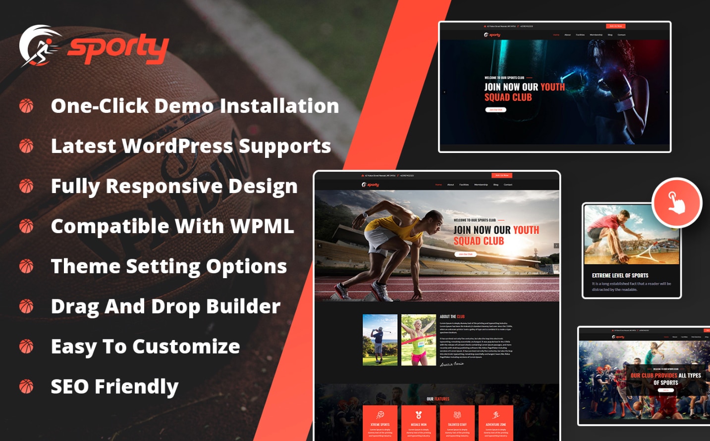 SPORTY - 帶有 AI 內容生成器的體育俱樂部 WordPress 主題