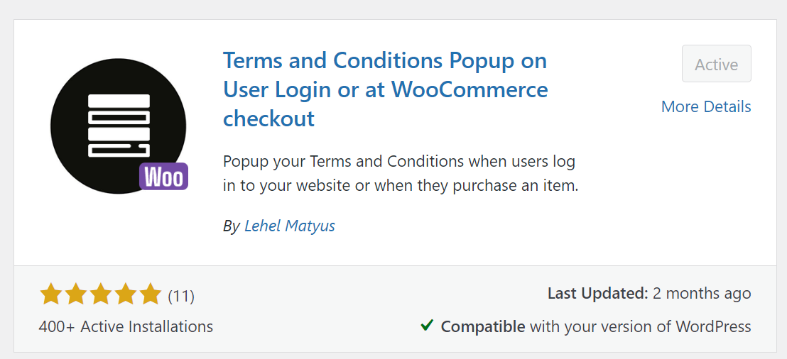 Termeni și condiții Popup în depozitul WordPress