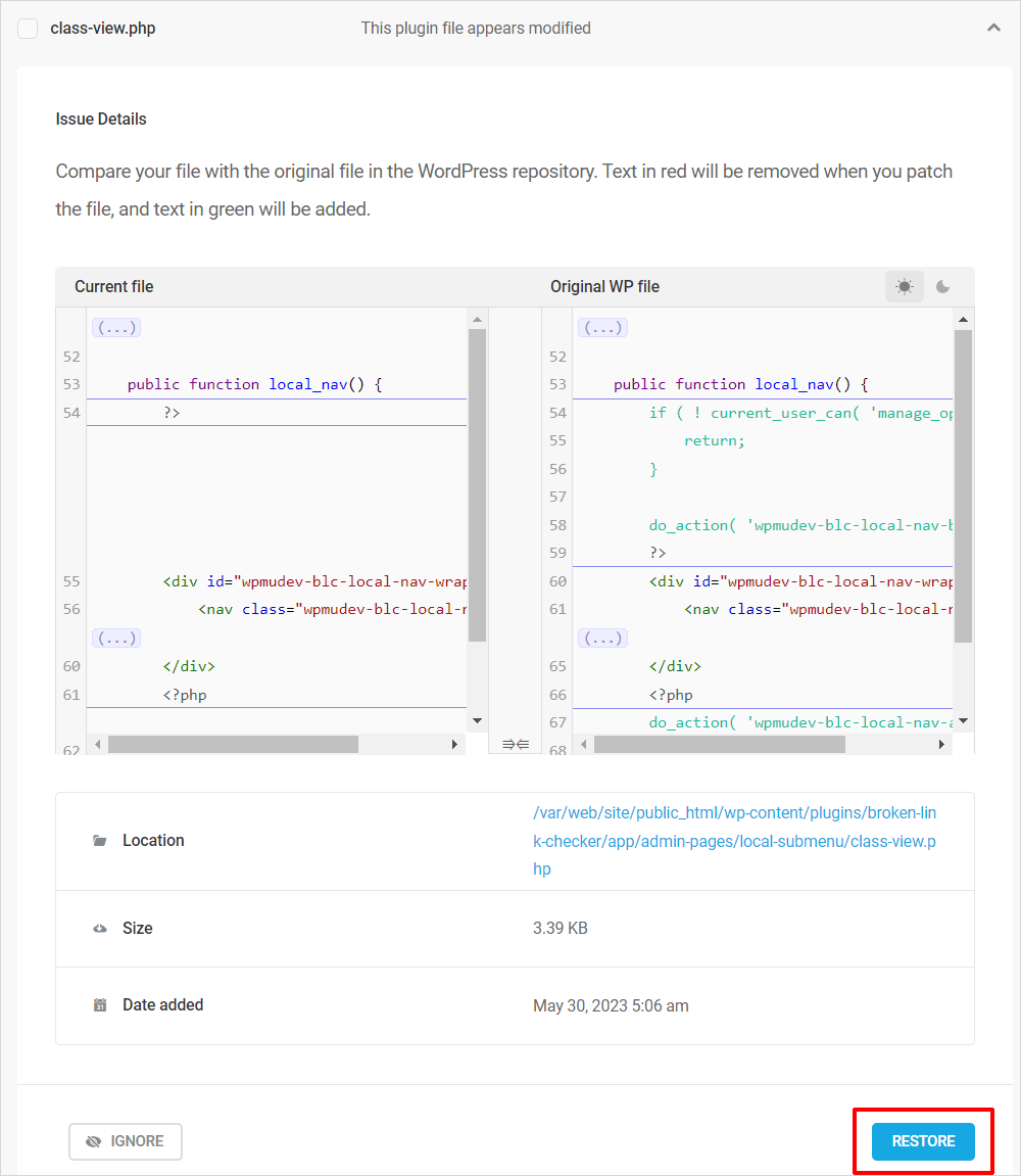 Defender Pre v4 - Restaurar archivos