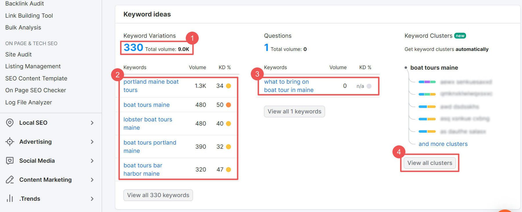 การวิจัยคำหลักของ Semrush - ขั้นตอนที่ 9-12