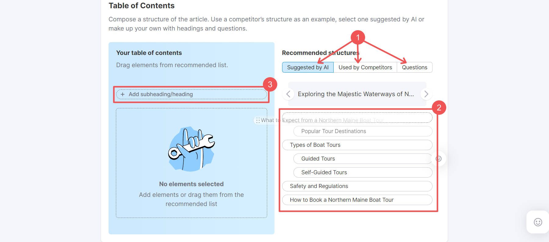 Creador de esquemas de contenido de IA de Semrush: pasos 11 a 13