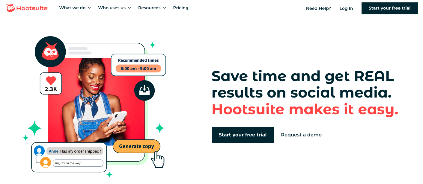 Hootsuite 홈페이지