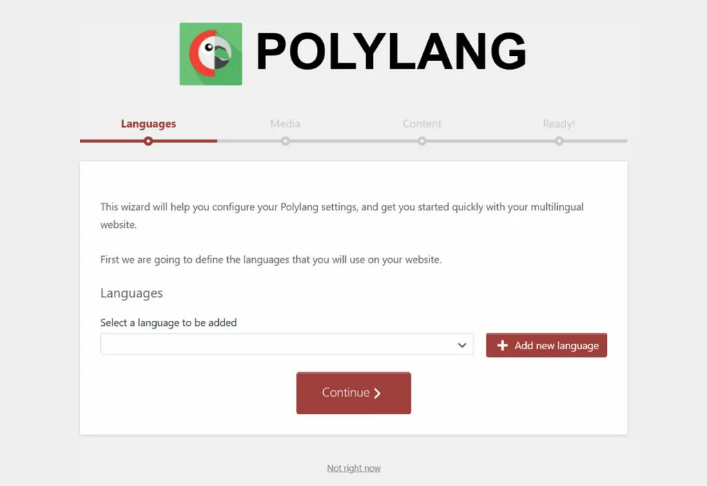 Polylang インストール ウィザード