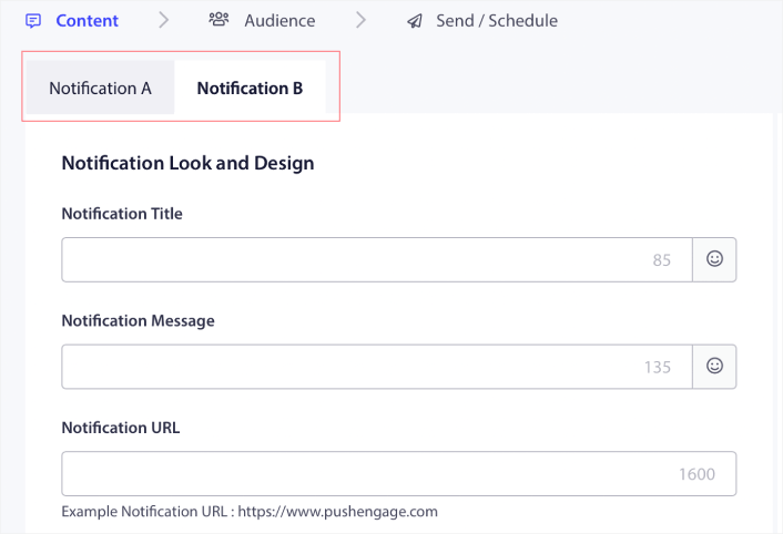 Crie testes A/B de notificação push