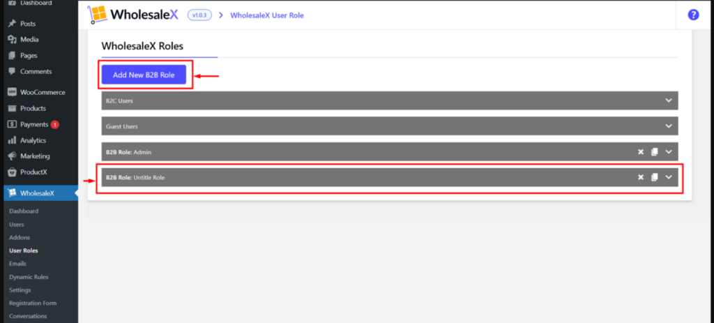 Criar função de usuário no WholesaleX