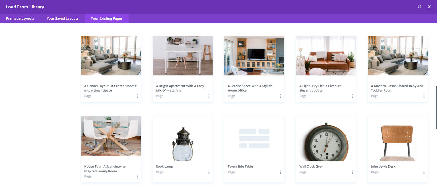 Pages thématiques Divi WooCommerce pour magasin de meubles