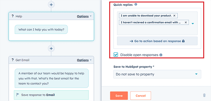 Add customer quick replies